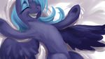 alicorn buttercup_saiyan equine eyes_closed female feral friendship_is_magic hair happy horn horse long_hair mammal my_little_pony pegacorn pony princess_luna_(mlp) smile snow snow_angel solo winged_unicorn wings 