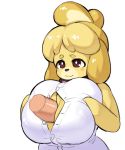  animal_crossing anthro big_breasts black_nose borvar breasts canine clothed clothing collar disembodied_penis dog duo female female_focus fur hair hi_res huge_breasts isabelle_(animal_crossing) male male/female mammal nintendo penis sex shih_tzu simple_background solo_focus titfuck video_games voluptuous 