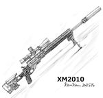  copyright_request dated gun highres kem_kem monochrome no_humans rifle scope signature sketch sniper_rifle suppressor weapon xm2010 
