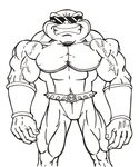  abs amazing amphibian anthro armband armor battletoads belt biceps black_and_white clothed clothing eyewear glasses half-dressed male monochrome muscles mutant pecs plain_background pose rash rash_(battletoads) solo standing sunglasses toad topless vein veins video_games white_background 
