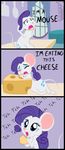  cheese comic cute ear_pull eating female feral food friendship_is_magic fur furseiseki_(artist) hair mammal mouse my_little_pony nom om_nom_nom purple_hair rarity_(mlp) rodent solo tagging_guidelines_illustrated tail white_fur 