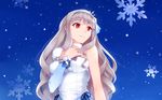  highres idolmaster idolmaster_(classic) long_hair red_eyes shijou_takane silver_hair smile solo yuki_usagi_(mofurafu) 