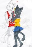  angry blush bow brother cat clothed clothing couple feline female flara-chan fur grey_fur hand_holding hayley_(bcb) heterochromia jersey jordan_(bcb) lucy_(bcb) male mammal mike_(bcb) sibling sister smile straight watching white_fur 