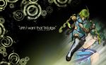  .hack//g.u. .hack//games 1girl ^_^ ahoge arm_garter artist_request bare_shoulders boots bug butterfly closed_eyes dress dual_wielding gloves green_hair holding insect looking_at_viewer natsume_(.hack//) red_eyes short_hair skirt smile solo source_request sword synrite wallpaper weapon 