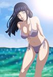  beach bikini breasts cleavage darkalx hyuuga_hinata large_breasts long_hair naruto navel swimsuit 