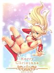  bad_id bad_pixiv_id bikini blonde_hair blue_eyes boots breasts christmas covered_nipples dan_(kumadan) garters high_heels highres janna_windforce knee_boots large_breasts league_of_legends legs long_hair merry_christmas navel open_mouth pointy_ears rainbow_background red_bikini red_legwear shiny shiny_skin shoes side-tie_bikini solo strap_gap swimsuit thigh_strap thighs 