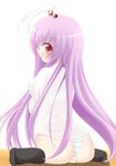  animal_ears bad_id bad_pixiv_id bunny_ears chimunge from_behind long_hair panties purple_hair red_eyes reisen_udongein_inaba sitting solo striped striped_panties touhou underwear wariza 