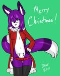  blue_eyes breasts canine christmas dani_(daniruu) daniruu ear_piercing earring eyewear female fluff fox fur fursona glasses hair holidays kitsune legwear long_hair long_tail mammal multiple_tails panties piercing pubes pubic_hair purple purple_fur purple_hair robe stockings tail underwear xmas 