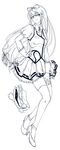  bag bow highres lineart long_hair monochrome school_bag smile soemy solo thighhighs touhou yakumo_yukari 