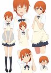  apron blush character_sheet highres inami_mahiru koa long_legs multiple_views orange_hair short_hair waitress working!! 