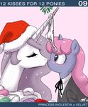  blush duo equine female feral friendship_is_magic hair hat horse john_joseco kissing lesbian mammal mistletoe my_little_pony panties pink_hair pony princess princess_celestia_(mlp) princess_molestia_(mlp) royalty tumblr underwear velvet_(mlp) 