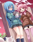  3girls bad_id bad_pixiv_id blush endou_masatoshi kamijou_kyousuke kaname_madoka kyubey mahou_shoujo_madoka_magica miki_sayaka multiple_girls scarf school_uniform shizuki_hitomi short_twintails thighhighs twintails zettai_ryouiki 