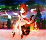 alternate_costume animal_ears bad_id bad_pixiv_id bare_legs bell boots braid cat_ears cat_tail christmas extra_ears fur_trim hitodama kaenbyou_rin legs multiple_tails pointy_ears red_eyes red_hair santa_costume sitting solo tail touhou twin_braids twintails viridiflora 