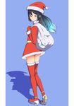  bad_id bad_pixiv_id bag black_hair blue_eyes blue_hair fur_trim gloves gradient_hair hat highres multicolored_hair original panties red_gloves ruby-eye santa_costume santa_hat skirt solo thighhighs underwear 