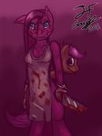  anthrofied apron blood couple equine female friendship_is_magic gloves gore horse knife looking_at_viewer mammal my_little_pony naked_apron pinkamena_(mlp) pinkie_pie_(mlp) pony scootaloo_(mlp) 