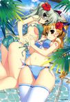  bikini einhart_stratos fujima_takuya heterochromia mahou_shoujo_lyrical_nanoha mahou_shoujo_lyrical_nanoha_vivid possible_duplicate swimsuits thighhighs vivio 