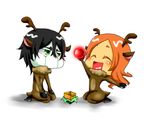  arrancar black_hair bleach chibi christmas costume green_eyes inoue_orihime orange_hair redboating ulquiorra_cifer ulquiorra_schiffer 