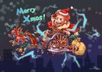 &gt;_&lt; antlers beard bull cape chariot chibi christmas closed_eyes electricity facial_hair fate/stay_night fate/zero fate_(series) gordius_wheel highres merry_christmas multiple_boys red_eyes red_hair rider_(fate/zero) short_hair tears waver_velvet yummiclaire 