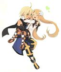  1girl bad_id bad_pixiv_id blonde_hair blush boots brown_hair carrying emil_castagnier flower gloves green_eyes hair_flower hair_ornament happy heart highres knee_boots long_hair marta_lualdi princess_carry scarf smile tales_of_(series) tales_of_symphonia tales_of_symphonia_knight_of_ratatosk timo 