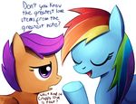  cub dialog equine female feral friendship_is_magic horse mammal my_little_pony negativefox pegasus pony rainbow_dash_(mlp) scootaloo_(mlp) sppeech_bubble text wings young 