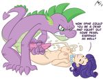  balls bestiality breasts cum cumshot dialog dragon duo english_text erection eyes_closed female feral friendship_is_magic green_eyes hair human humanized interspecies lying male mammal masturbation megasweet my_little_pony necklace nipples nude on_back orgasm penis plain_background purple_hair rarity rarity_(mlp) scalie sex spike spike_(mlp) straight text transparent_background 