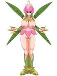  1girl bandai bare_legs boots breasts digimon fairy fairy_wings female glamour_works large_breasts legs lillymon looking_at_viewer nipples solo wings 
