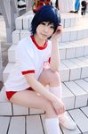  blue_hair cosplay footwear gym_uniform katou_mari photo socks 