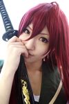  cosplay highres katana photo red_hair redhead sailor sailor_uniform saya saya_(cosplayer) school_uniform serafuku shakugan_no_shana shana sword weapon 