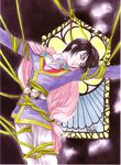  absurdres bdsm black_hair bondage bound fantasy highres leon_magnus mutsumi_inomata stained_glass tales_of_(series) tales_of_destiny tied_up 