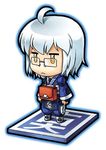  chibi glasses lowres male_focus morichika_rinnosuke silver_hair solo tonbery touhou yellow_eyes 