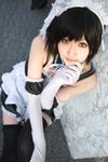  cosplay elbow_gloves garter_belt gloves highres kore_ga_watashi_no_goshujin-sama maid maid_apron maid_uniform photo sawatari_izumi saya saya_(cosplayer) thigh-highs thighhighs 