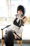  cosplay elbow_gloves garter_belt gloves highres kore_ga_watashi_no_goshujin-sama maid maid_apron maid_uniform photo sawatari_izumi saya saya_(cosplayer) thigh-highs thighhighs 