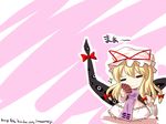  =_= bad_id bad_pixiv_id bc chibi closed_eyes fan folding_fan glint hat highres parasol ribbon smile solo touhou umbrella wallpaper yakumo_yukari 