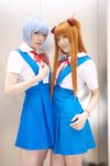  ayanami_rei blue_hair cosplay highres namada neon_genesis_evangelion photo saya saya_(cosplayer) school_uniform serafuku soryu_asuka_langley 