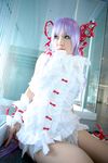  al_azif cosplay cuffs demonbane dress frills hair_ribbon hair_ribbons highres kipi-san photo purple_hair ribbon ribbons ruffles 