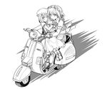  greyscale ground_vehicle izayoi_sakuya monochrome motor_vehicle multiple_girls remilia_scarlet scooter tonbery touhou 