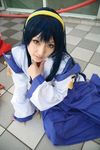  blue_hair cosplay hairband highres himemiya_chikane japanese_clothes kannazuki_no_miko miko photo robe robes saya saya_(cosplayer) 