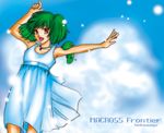  ai-kun artist_request cloud day dress green_eyes green_hair jewelry macross macross_frontier necklace ranka_lee red_eyes sky 