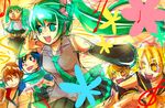  4girls aqua_hair bad_id bad_pixiv_id everyone hachune_miku hashimochi hatsune_miku kagamine_len kagamine_rin kaito meiko multiple_boys multiple_girls sketch vocaloid 