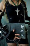  amane_misa book chain cosplay cross death_note fingerless_gloves fishnets gloves highres jewelry kipi-san latin_cross necklace photo real_life solo thighhighs zipper 