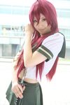  cosplay highres katana photo red_hair redhead sailor sailor_uniform saya saya_(cosplayer) school_uniform serafuku shakugan_no_shana shana sword weapon 
