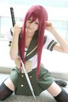  cosplay highres katana photo red_hair redhead sailor sailor_uniform saya saya_(cosplayer) school_uniform serafuku shakugan_no_shana shana sword thigh-highs thighhighs weapon 