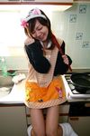  apron cosplay highres kemonomimi_mode loose_socks nekomimi_mode photo pig school_uniform serafuku socks spatula sweater 