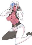  bad_id bad_pixiv_id breasts dark_skin genderswap genderswap_(mtf) guilty_gear large_breasts meisamu nipples open_clothes solo sweat topless venom_(guilty_gear) white_hair yellow_eyes 