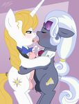  blonde_hair blue_eyes blush bow_tie couple cutie_mark drooling duo equine eyes_closed feral feral_on_feral friendship_is_magic fur gay grey_fur grey_hair hair hoity_toity hoity_toity_(mlp) horn horse hug kissing male mammal megasweet multi-colored_hair my_little_pony penis pony prince_blueblood prince_blueblood_(mlp) saliva tongue tongue_out two_tone_hair unicorn white_fur white_hair 