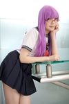  cosplay gintama glasses highres namada photo purple_hair sailor sailor_uniform sarutobi_ayame school_uniform serafuku 