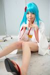  blue_hair cosplay dororon_enma-kun highres japanese_clothes kimono namada photo yukata yukiko_hime 