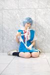 ayanami_rei blue_hair cosplay highres kanata_(model) neon_genesis_evangelion photo 