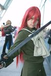  cosplay haruki highres katana photo red_hair redhead sailor sailor_uniform school_uniform serafuku shakugan_no_shana shana sword weapon 