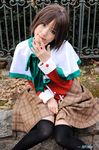  bangs cosplay female kanon kipi-san looking_at_viewer misaka_shiori outdoors photo solo 